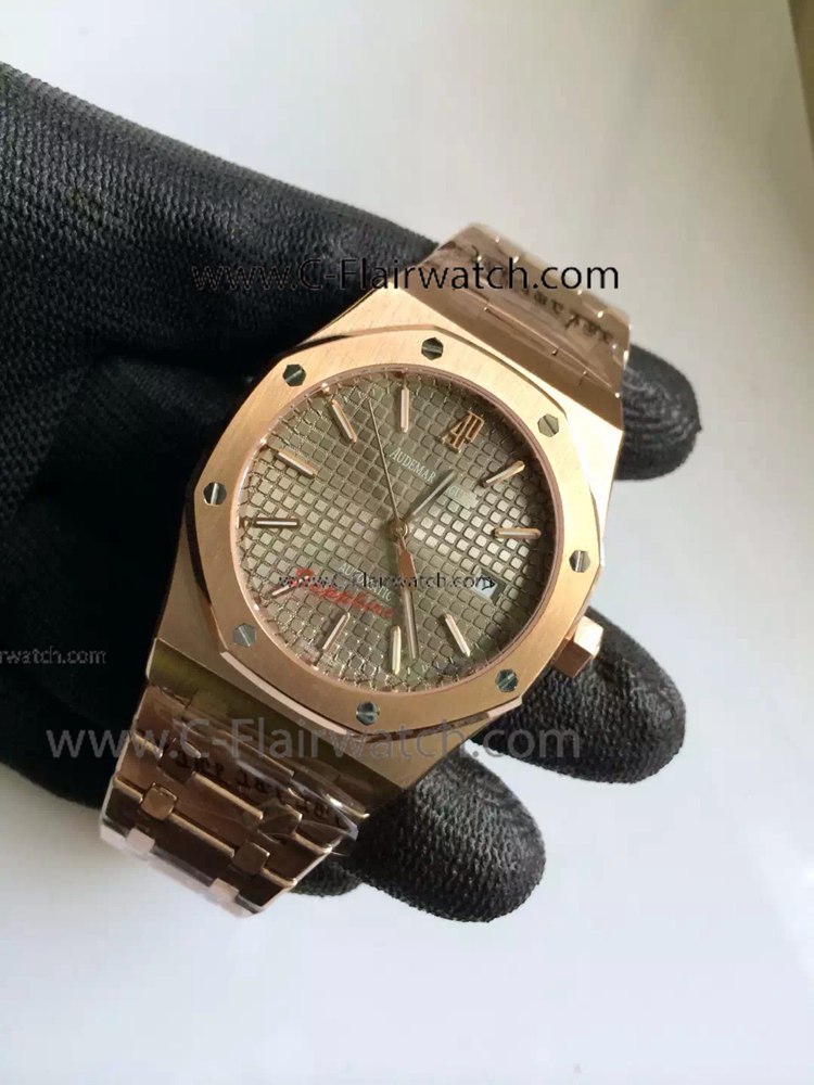 Clone Audemars Piguet Royal Oak Rose Gold Gray Dial Watch